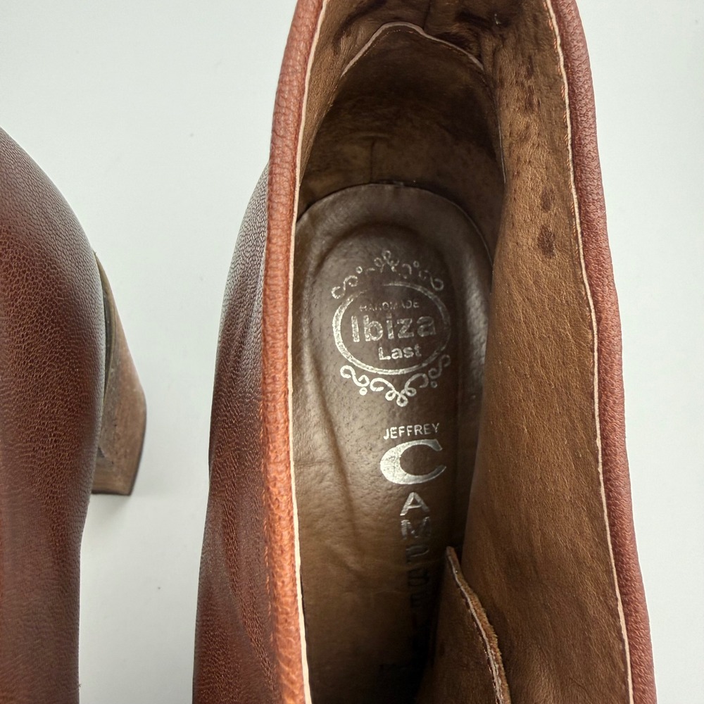 Jeffrey Campbell Boxxy Leather Ankle Boots Chunky Heel Brown Boho Womens Size 10 - Picture 7 of 9